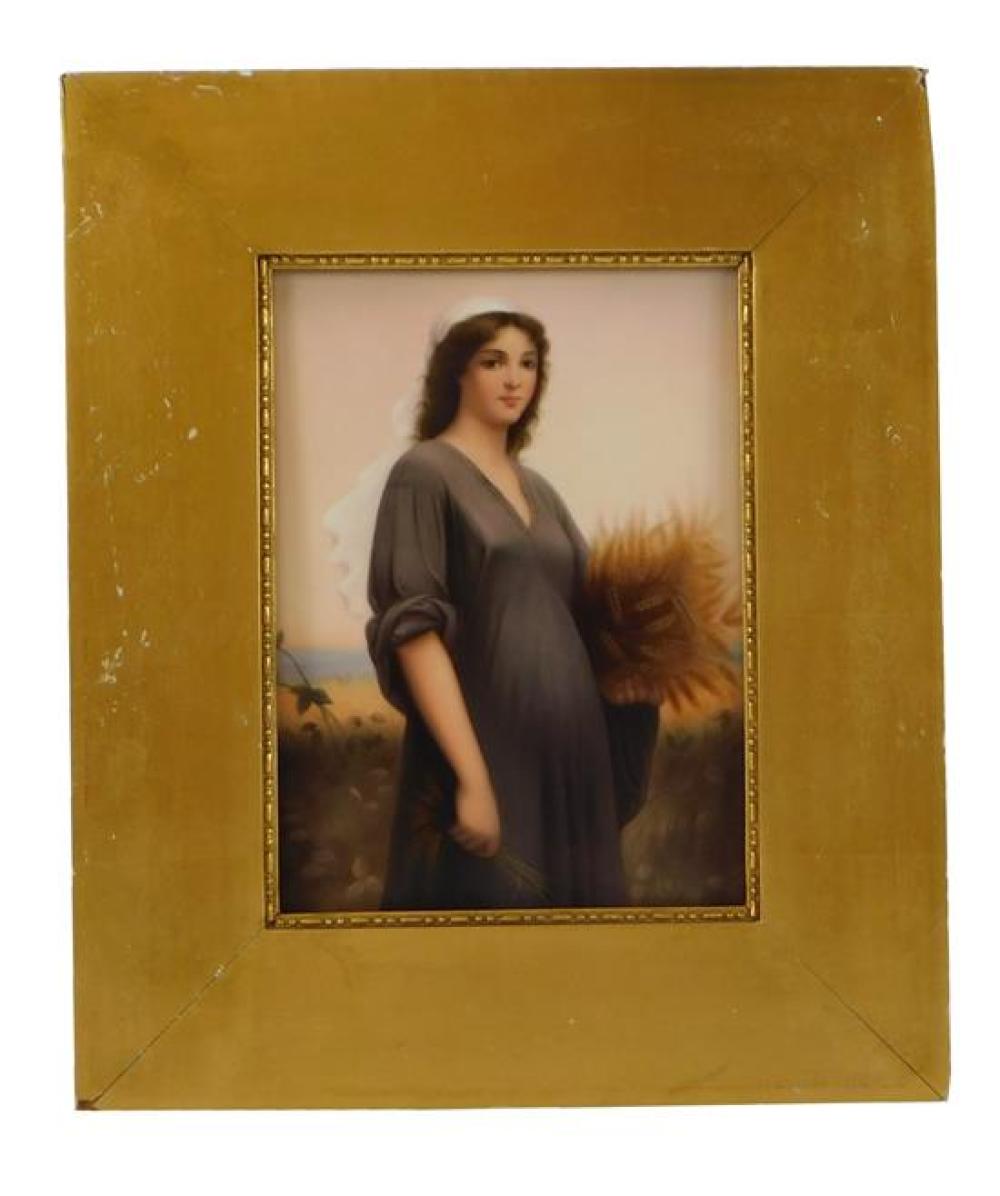 Appraisal: KPM hand-painted porcelain plaque Ruth or The Gleaner after Charles