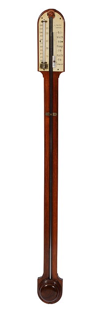 Appraisal: AN EARLY TH CENTURY MAHOGANY STICK BAROMETER by J Fagioli