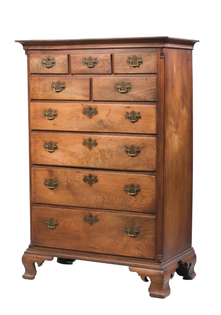 Appraisal: PENNSYLVANIA CHIPPENDALE WALNUT TALL CHEST OF DRAWERS The rectangular top