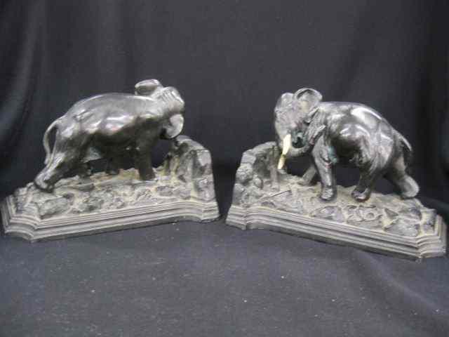 Appraisal: Ronson Figural Bronzed Elephant Bookends deco era original label each