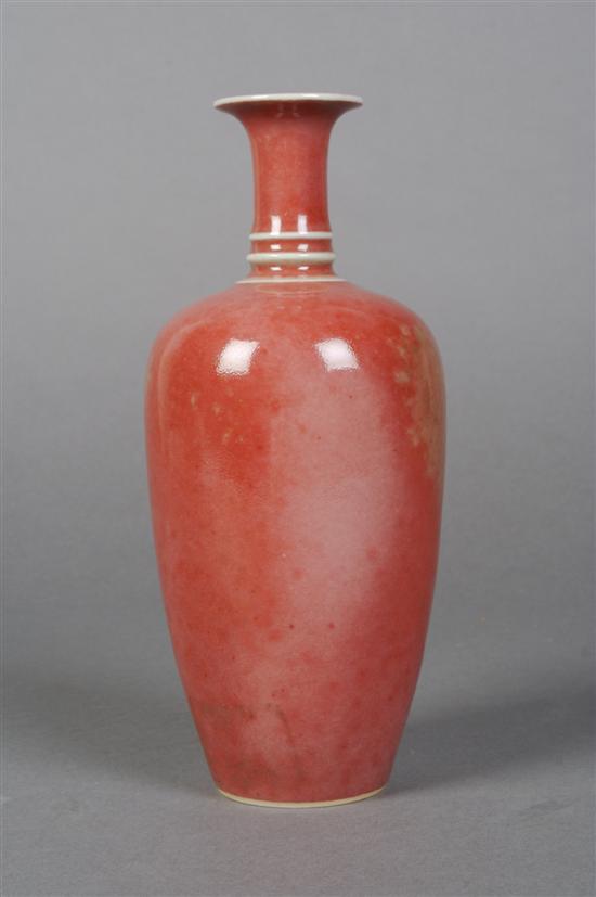 Appraisal: A Chinese Peachbloom Glazed Vase Height inches