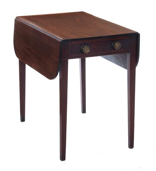 Appraisal: George III mahogany Pembroke table circa D-shaped drop leaves drawer