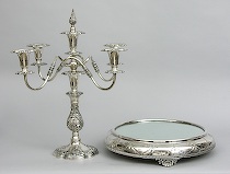 Appraisal: Fine Sheffield Candelabrum and a Plateau Tray ca th Century