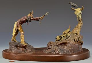 Appraisal: Gilbreth Bronze of Apache w Crow Terry S Gilbreth TX