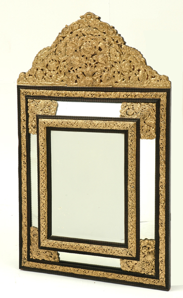 Appraisal: A TH CENTURY GILT METAL AND EBONIZED SALON MIRROR The