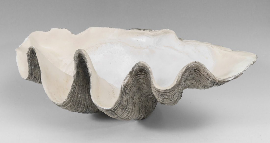 Appraisal: MONUMENTAL COMPOSITE CAST CLAM SHELL Perfect for a coastal themed