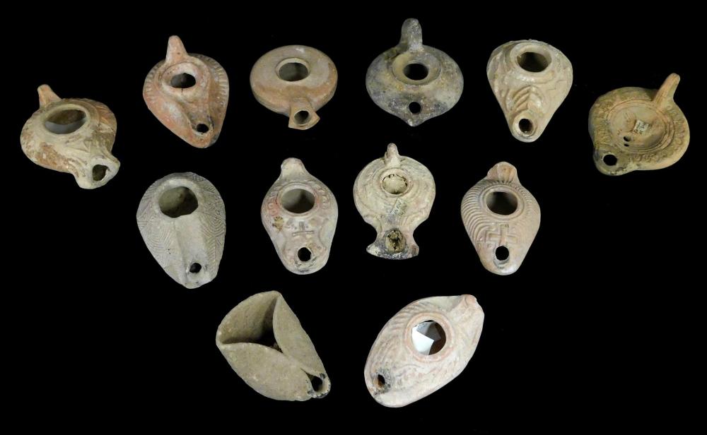 Appraisal: ANTIQUITY Roman Empire oil lamps eleven pieces st to th