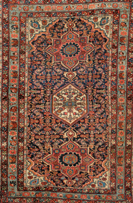 Appraisal: Hamadan Rug Second Quarter th Century Blue ground with millefleur