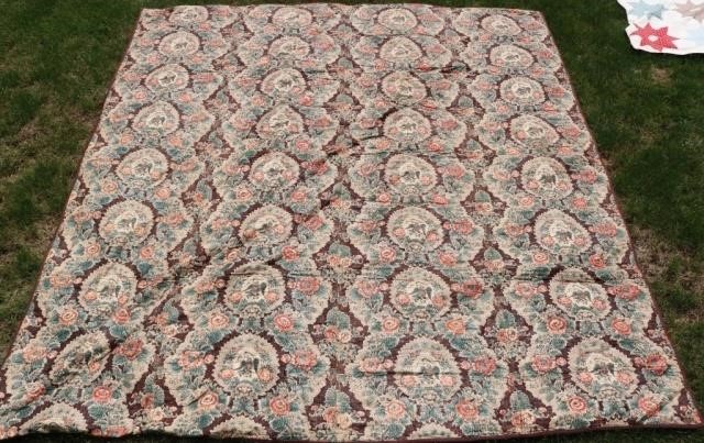 Appraisal: TH CENTURY HAND SEWN POLYCHROME CHINTZ QUILTWITH REPEATING PRINTED FLORAL