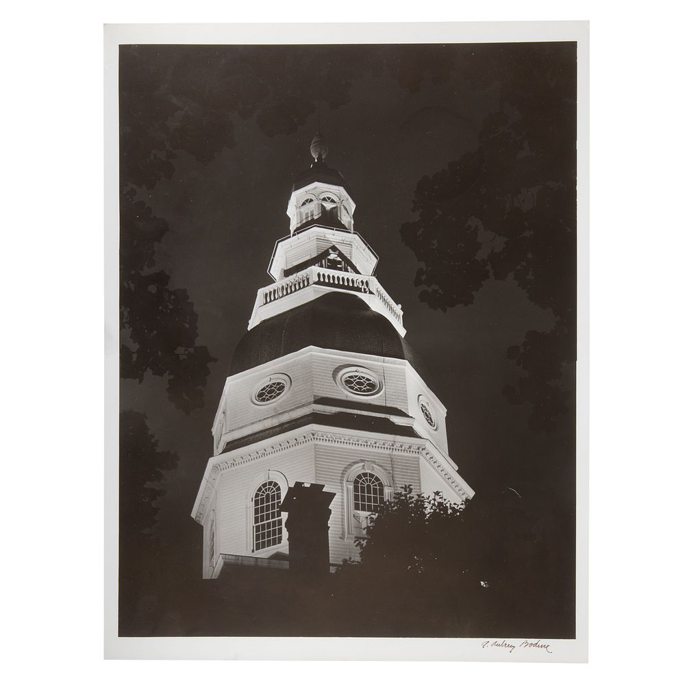 Appraisal: A Aubrey Bodine Capital Dome at Night photo American -