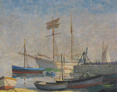 Appraisal: William H Maile th Century Boats in a harbour Signed