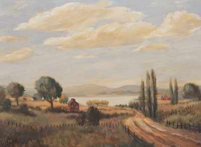 Appraisal: Ray Anthony Grathwol American - Country Landscape Oil on masonite