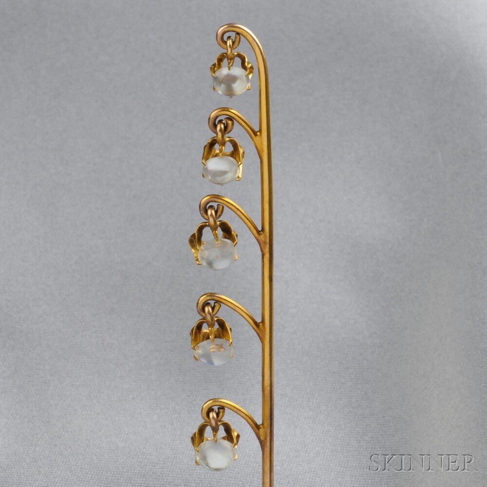 Appraisal: Antique Gold and Moonstone Lily of the Valley Pin with