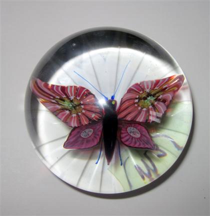 Appraisal: French butterfly paperweightUnknown maker depicting a butterfly With outspread pink