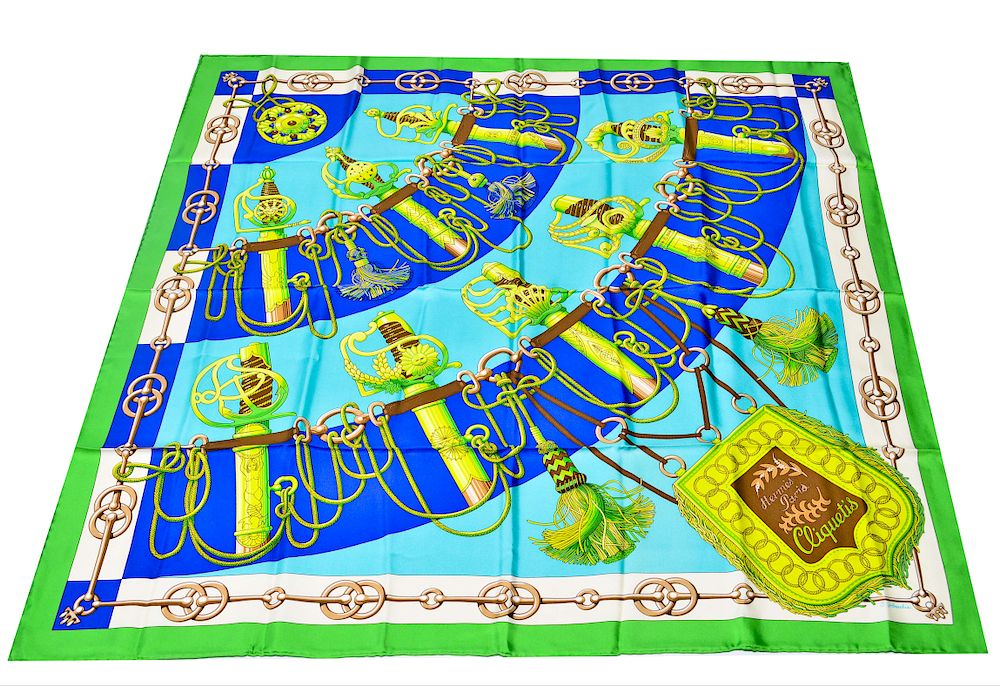 Appraisal: Hermes Cliquetis Silk Scarf Hermes silk scarf Cliquetis original design