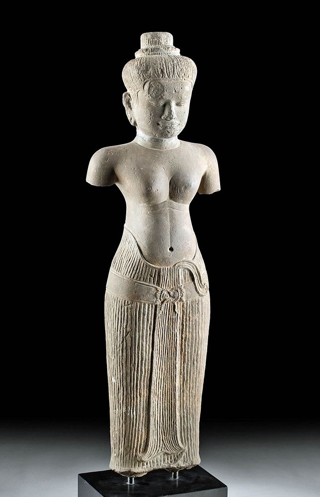 Appraisal: Superb Khmer Stone Female Figure Southeast Asia Cambodia Khmer Empire