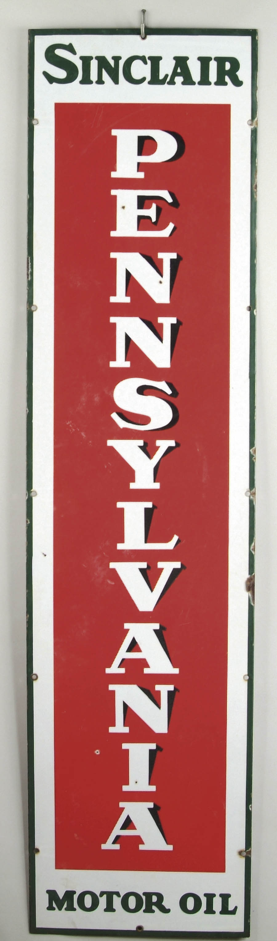 Appraisal: SINCLAIR PENNSYLVANIA MOTOR OIL PORCELAIN SIGN One-sided sign in a