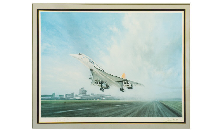 Appraisal: Large Coulson Print of Concorde signed to margin by Coulson