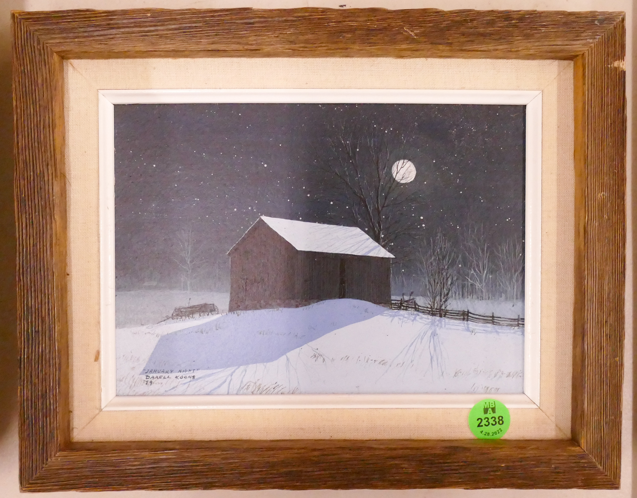 Appraisal: Darell Koons 'January Night' Acrylic on Board Framed- x ''