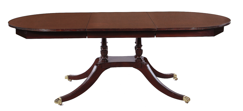 Appraisal: Georgian style inlaid mahogany dining table fitted with leaf H