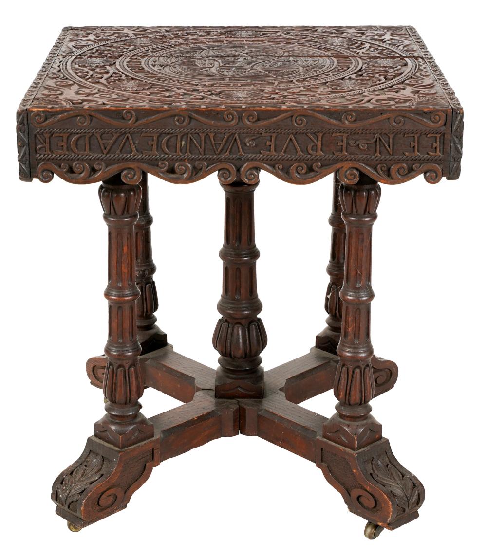 Appraisal: ANGLO-INDIAN CARVED WOOD END TABLEProvenance The Estate of David Karpeles