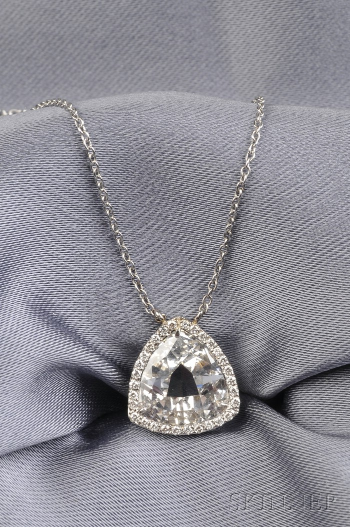 Appraisal: Platinum and Diamond Pendant set with a rose-cut diamond weighing