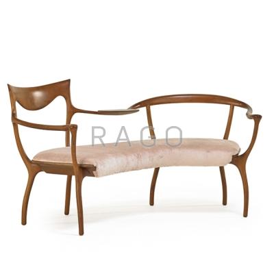 Appraisal: CECCOTTI COLLEZIONI Sculpted bench Italy s Cherry frosted glass upholstery