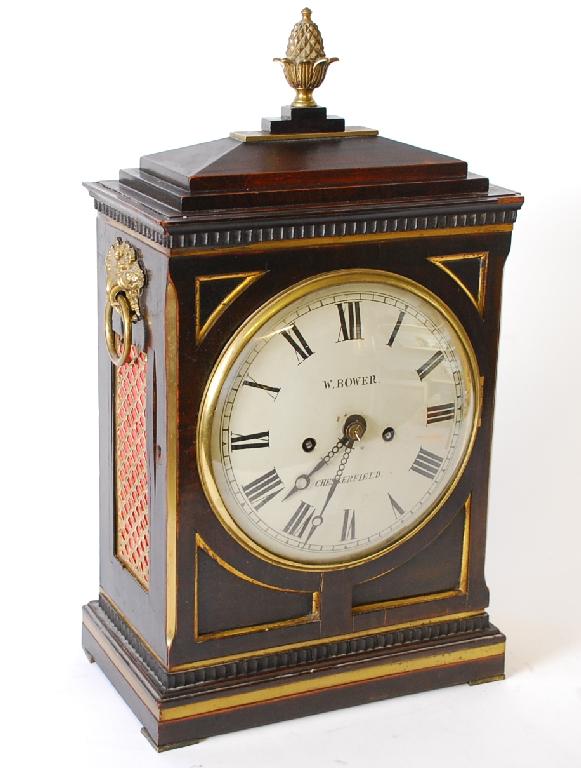 Appraisal: WILLIAM BOWERS CHESTERFIELD REGENCY EBONY AND BRASS INLAID BRACKET CLOCK