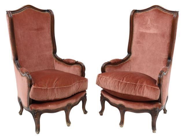 Appraisal: pair Italian Louis XV style wingback armchairs th c having