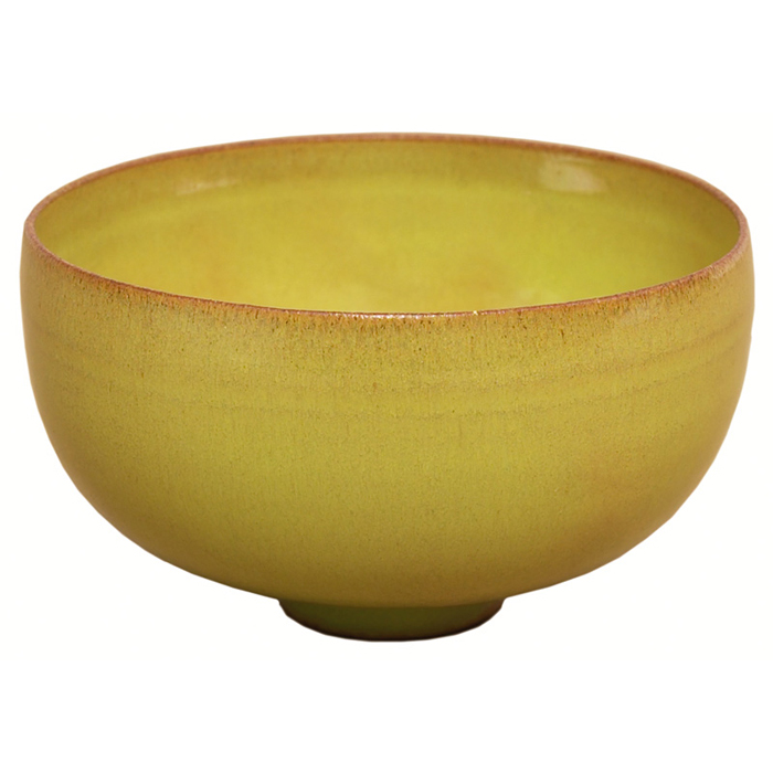 Appraisal: Gertrud and Otto Natzler footed bowl bright yellow glaze signed