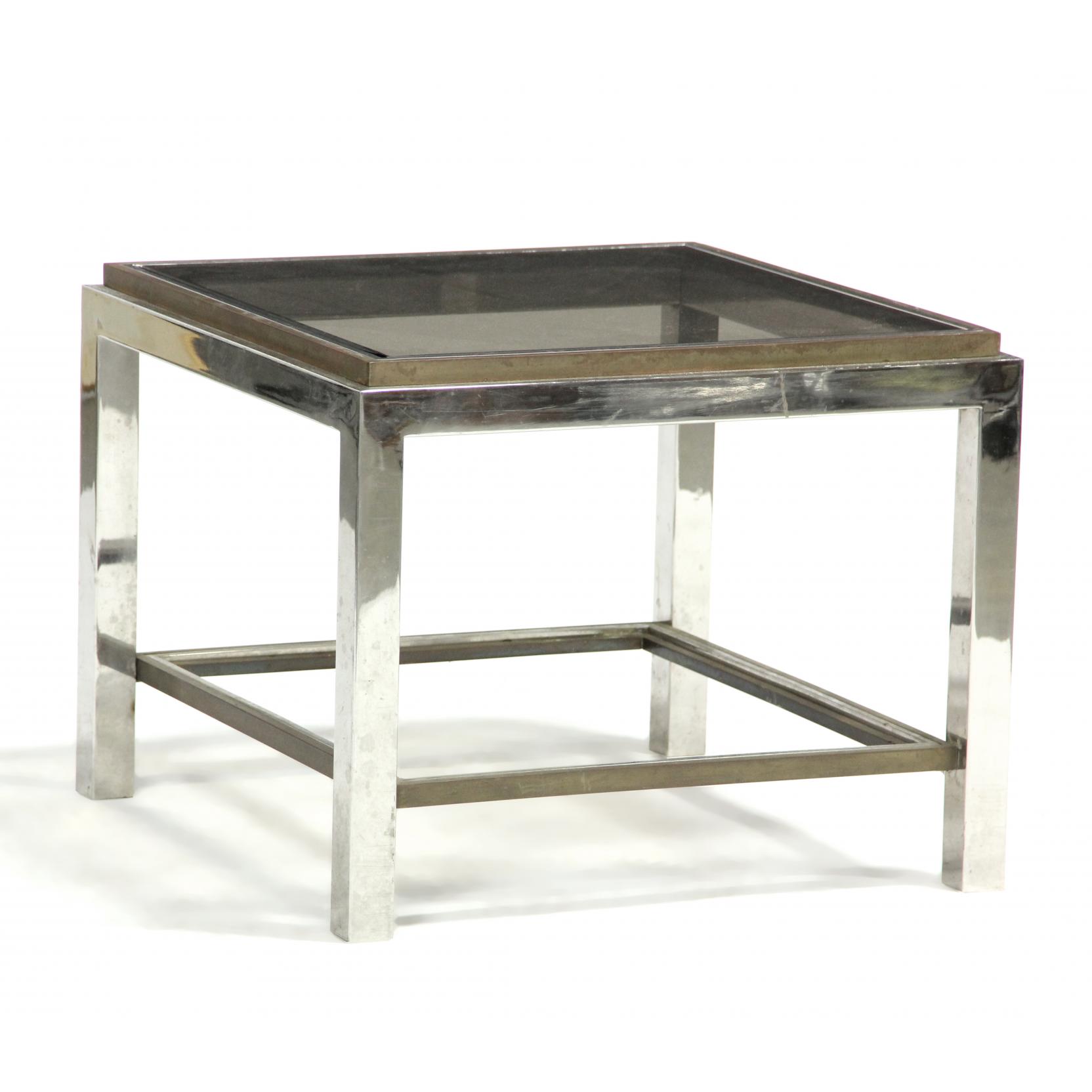 Appraisal: Willy Rizzo Low Table late th century inset smoky glass