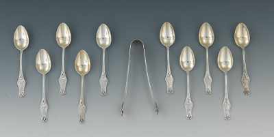 Appraisal: A Set of German Silver Demitasse Spoons and Durgin Sugar