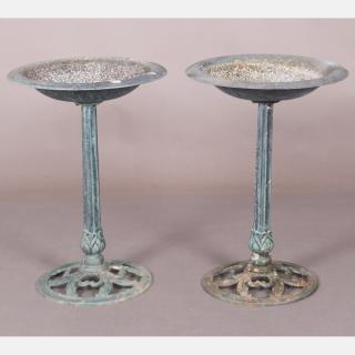 Appraisal: Two Cast Metal Bird Baths th Century Two Cast Metal