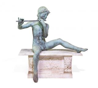 Appraisal: A PATINATED BRONZE FIGURAL SCULPTURE A PATINATED BRONZE FIGURAL SCULPTURE