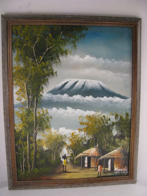 Appraisal: Framed oil on canvas landscape signed Muanza Frame measures high