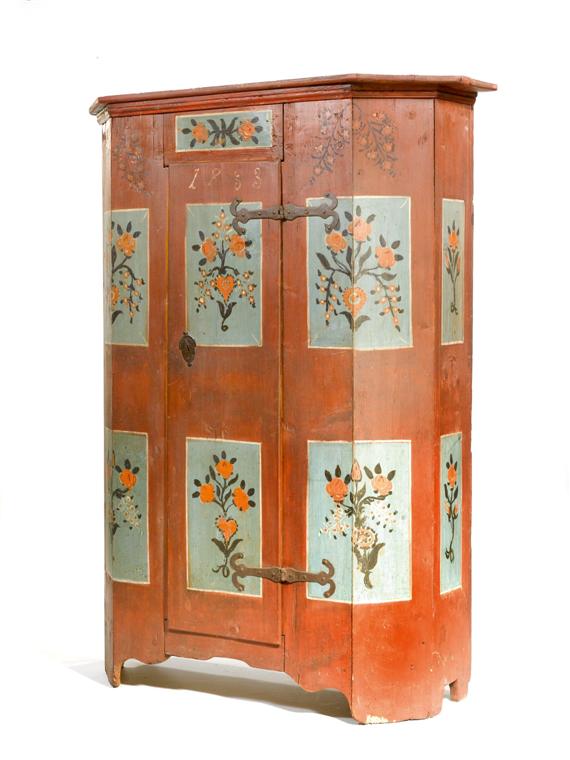 Appraisal: PAINTED CABINET Alpine dated Painted softwood Iron mounts x x