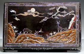 Appraisal: KOREAN INLAID LACQUER TABLE Unusual and old Korean lacquer low