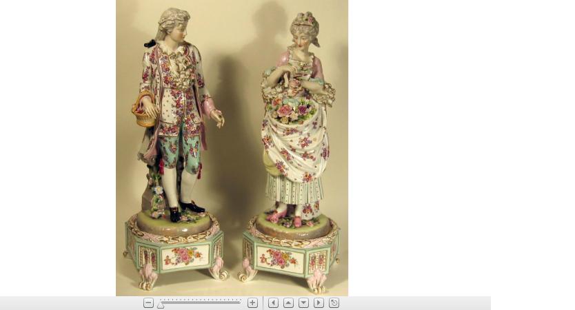 Appraisal: Pair of large Dresden porcelain figures with stands early th