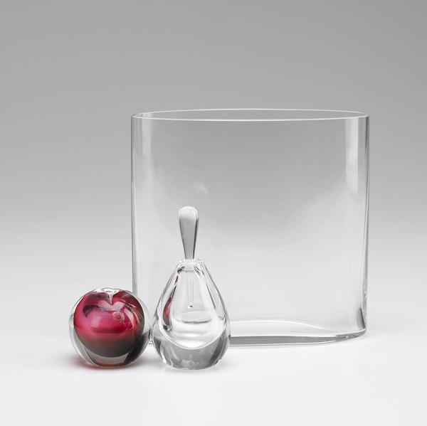 Appraisal: KOSTA TAPIO WIRKKALA Three glass pieces two small perfume bottles