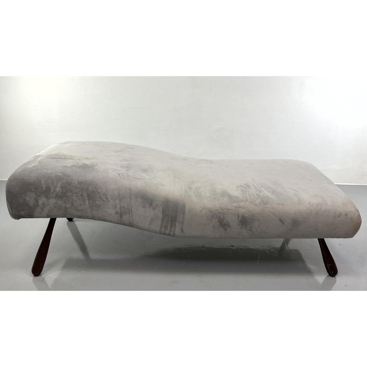 Appraisal: Jean Royere Style Fainting Sofa Daybed Angled Bulbous Legs Newer