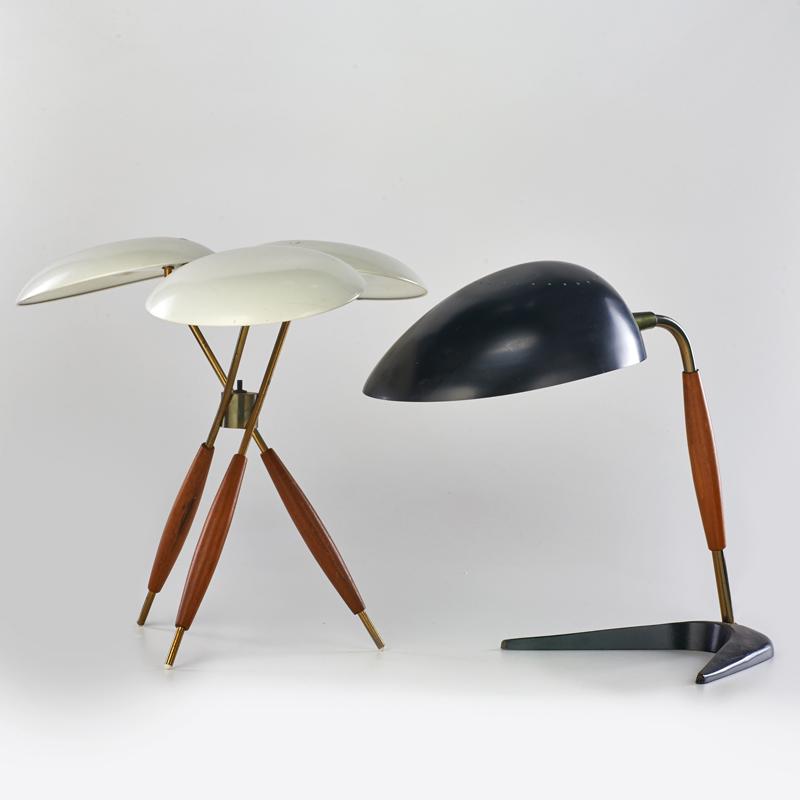 Appraisal: GERALD THURSTON LIGHTOLIER Tripod table lamp and adjustable neck desk