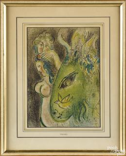 Appraisal: Marc Chagall French Russian - color lithograph of Paradise printed