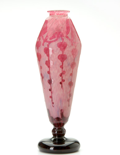 Appraisal: CHARLES SCHNEIDER LE VERRE FRANCAIS Etched and enameled vase decorated