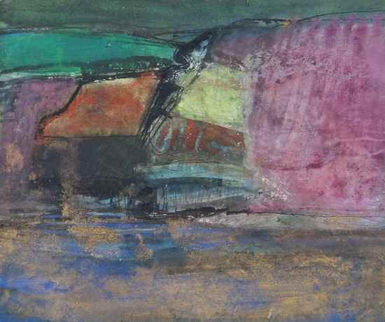 Appraisal: Barbara Rae b Dark Island mixed media on paper signed