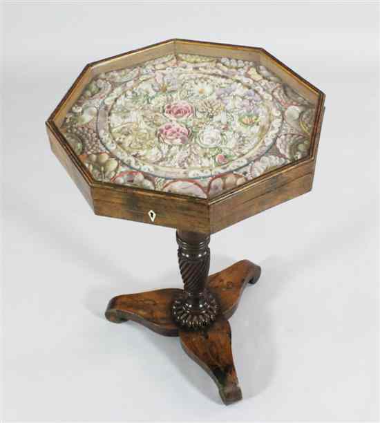 Appraisal: An early th century sailor's shellwork valentine table worked with