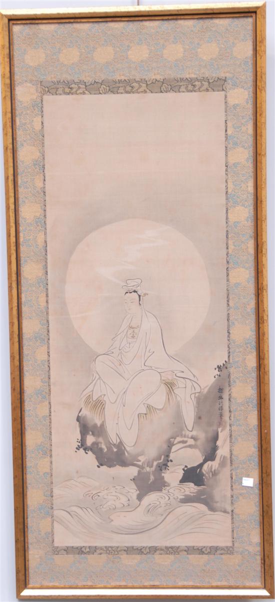 Appraisal: CHINESE WATERCOLOR OF GODDESS ON SILK Early th c X