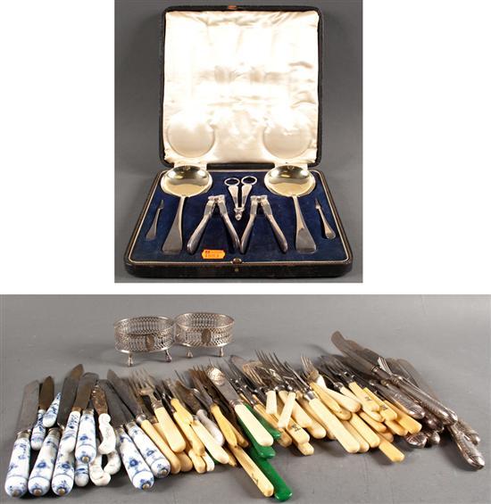 Appraisal: Sheffield silver-plated brass dessert utensil set marked Dixon late th