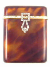 Appraisal: Boucheron A fine tortoiseshell gold diamond and enamel vesta case