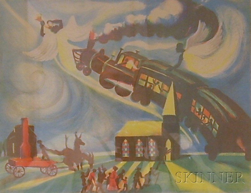 Appraisal: Framed Color Lithograph The Glory Train by Ruth Starr Rose