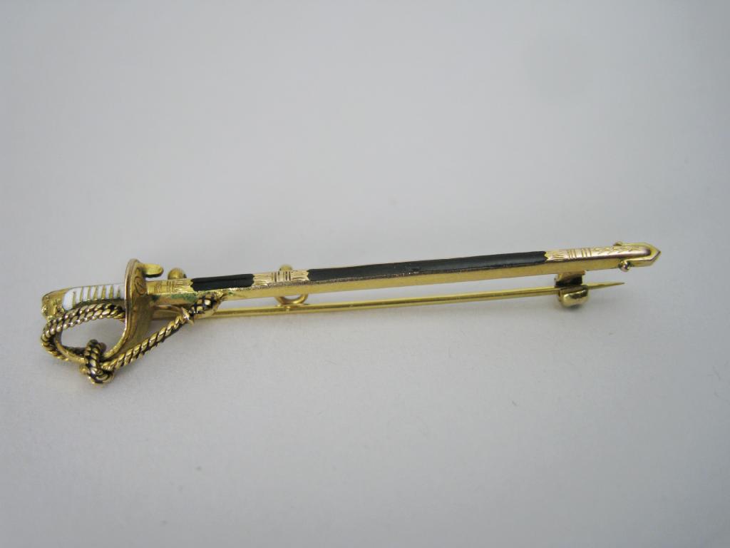 Appraisal: A ct gold Brooch in the form of Naval Sword